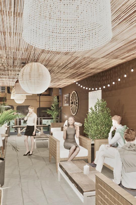 diseño de terraza en el mercado de el sauzal